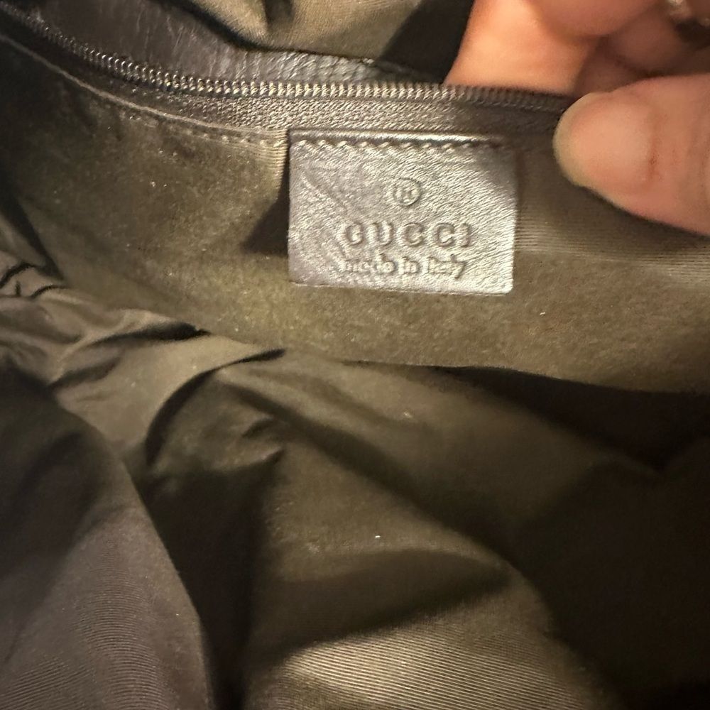 Gucci Black Hobo Bag with Signature Pattern - Picture 10 of 16